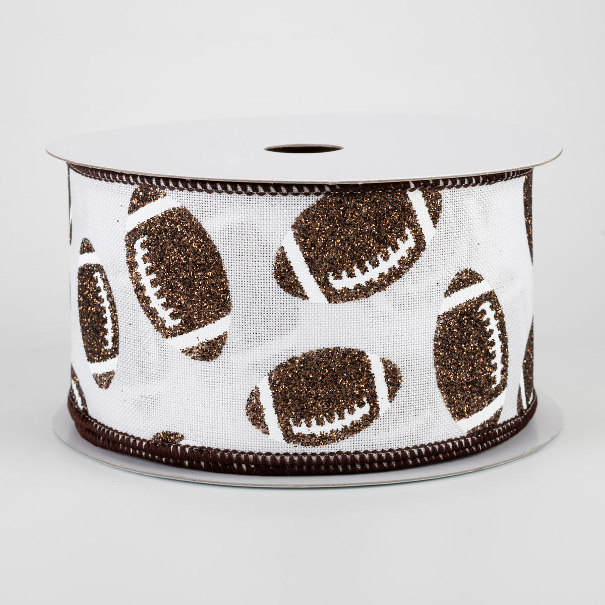 2.5" Glitter Football Ribbon: White (10 Yards)