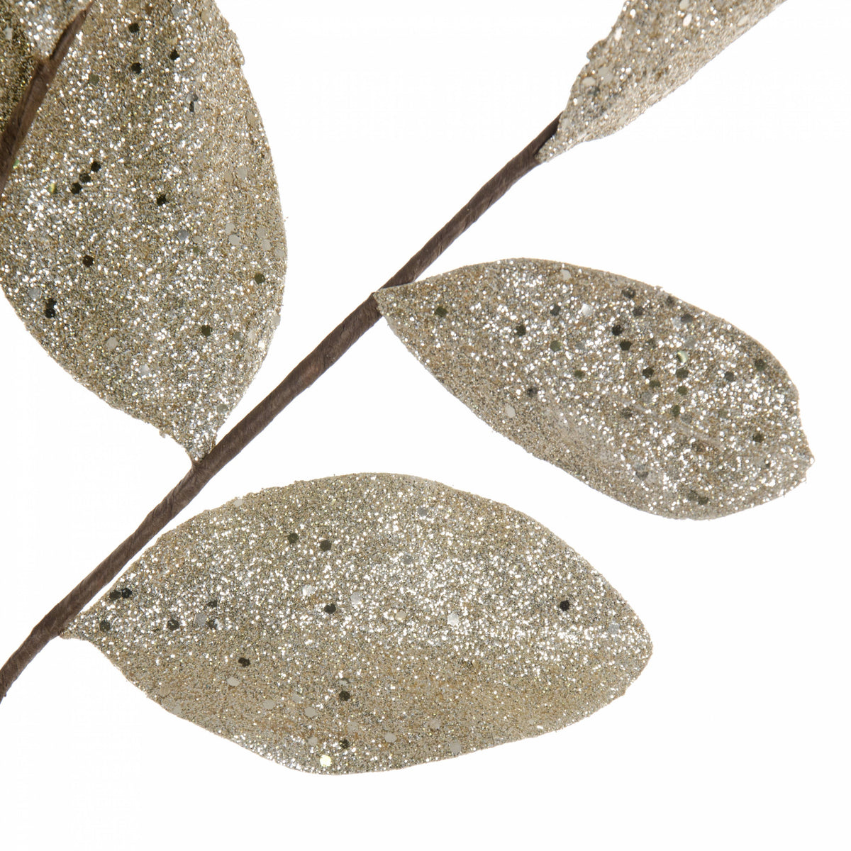 36" Glitter Magnolia Leaf Spray: Metallic Platinum Silver Lifestyle Photo