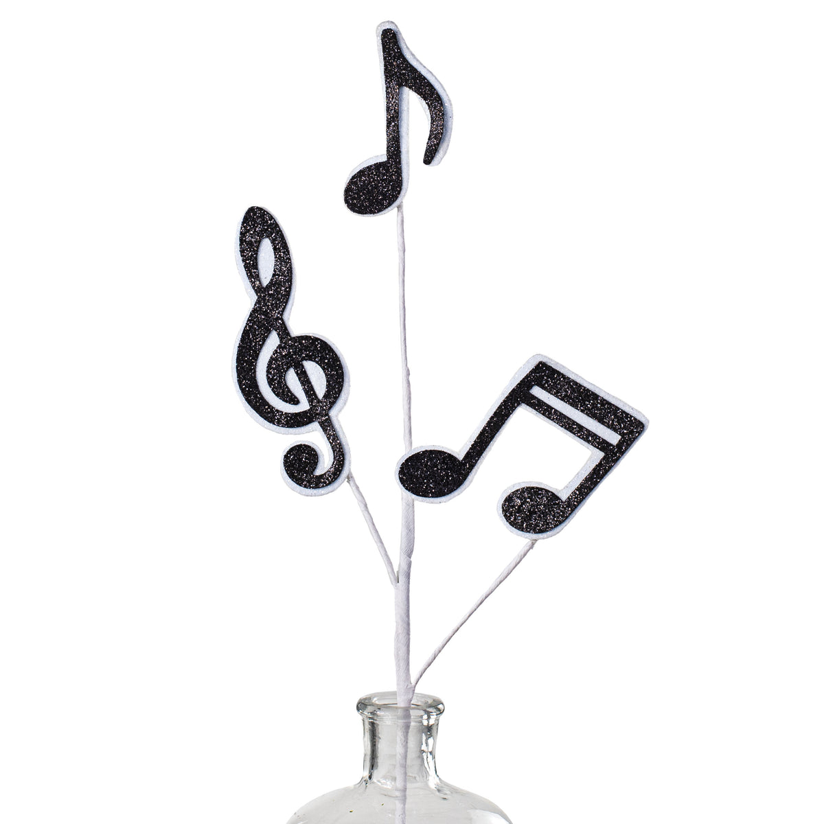 25" Glitter Music Note Spray: Black & White Item Number: MN005180