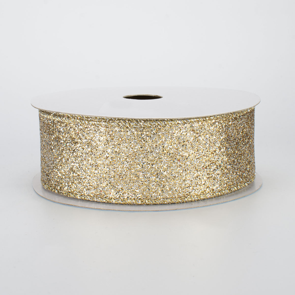1.5" Glitter On Metallic Ribbon: Champagne (10 Yards)