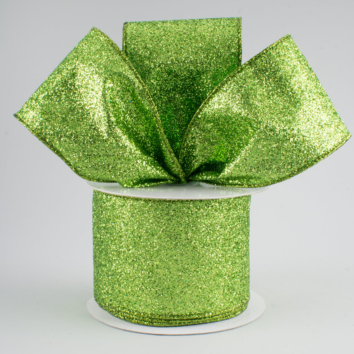 2.5" Glitter On Metallic Ribbon: Lime (10 Yards) Lifestyle Photo