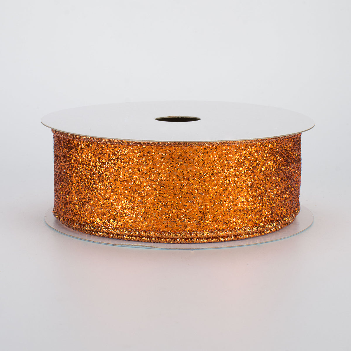 1.5" Glitter On Metallic Ribbon: Orange (10 Yards)