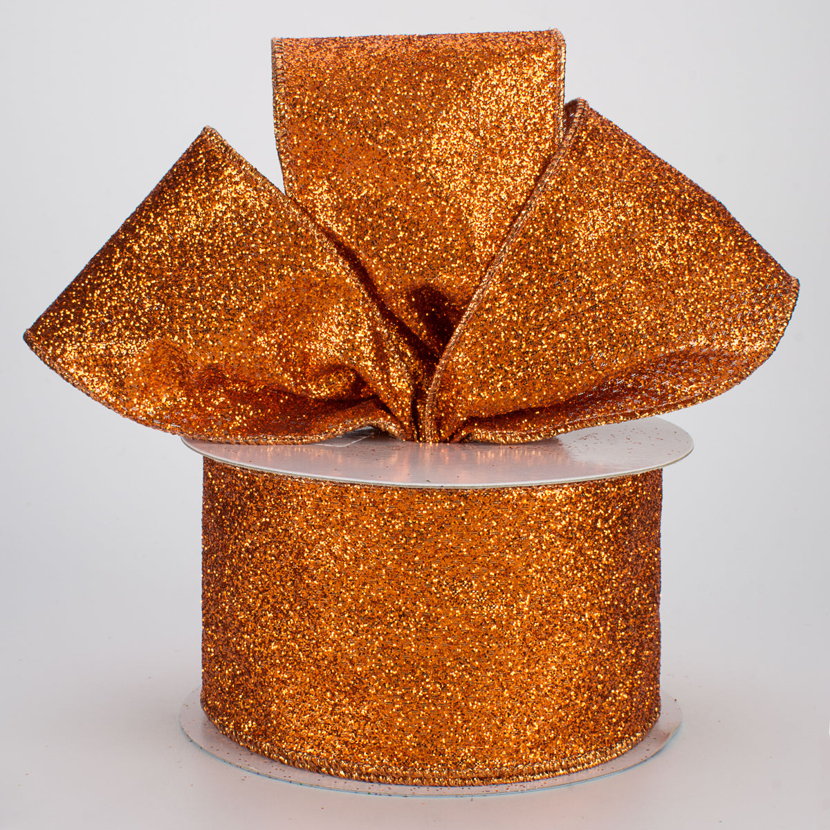 2.5" Glitter On Metallic Ribbon: Orange (10 Yards) Lifestyle Photo