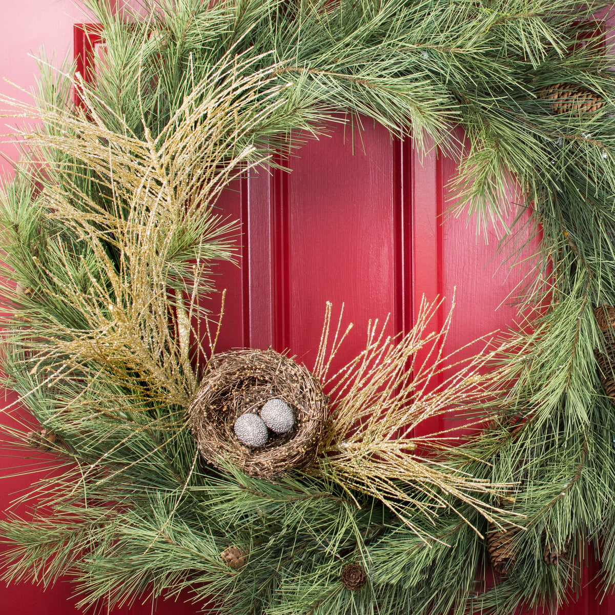28" Glitter Pine Needle Spray: Gold Lifestyle Photo