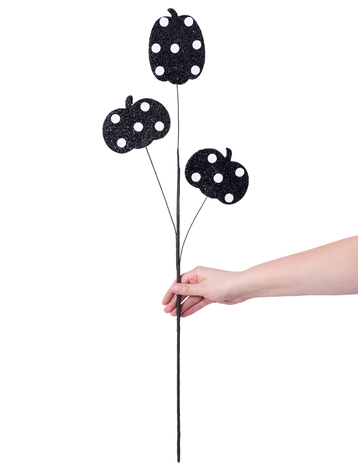 31" Glitter Polka Dot Pumpkin Spray: Black & White detail photo 3
