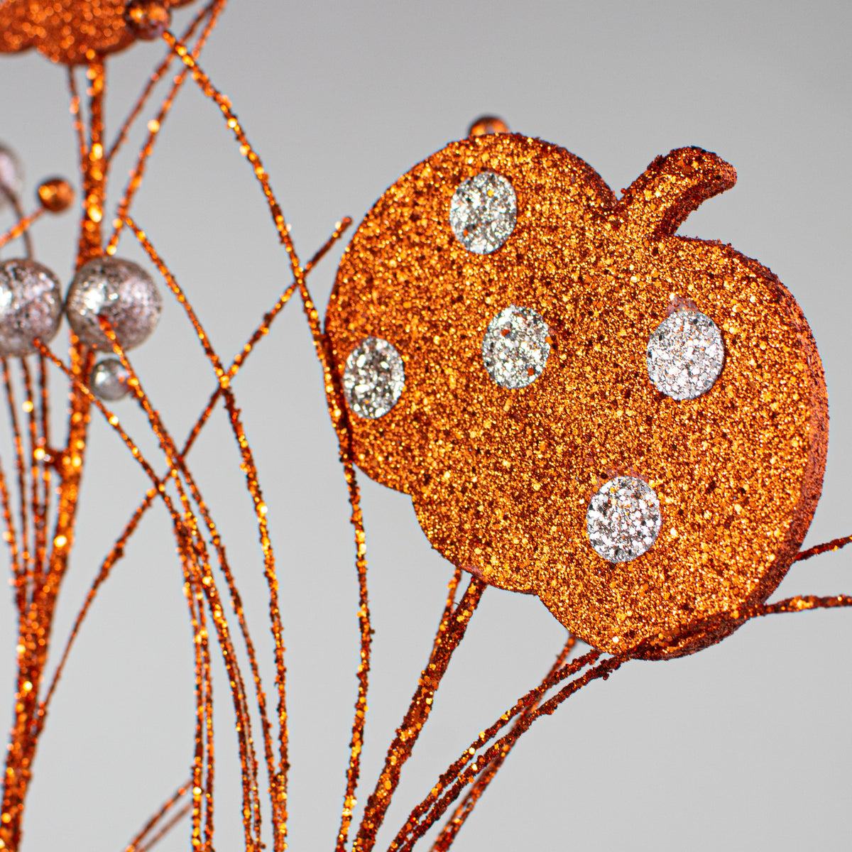37" Glitter Pumpkin Ball Spray: Orange & Champagne Polka Dot Lifestyle Photo