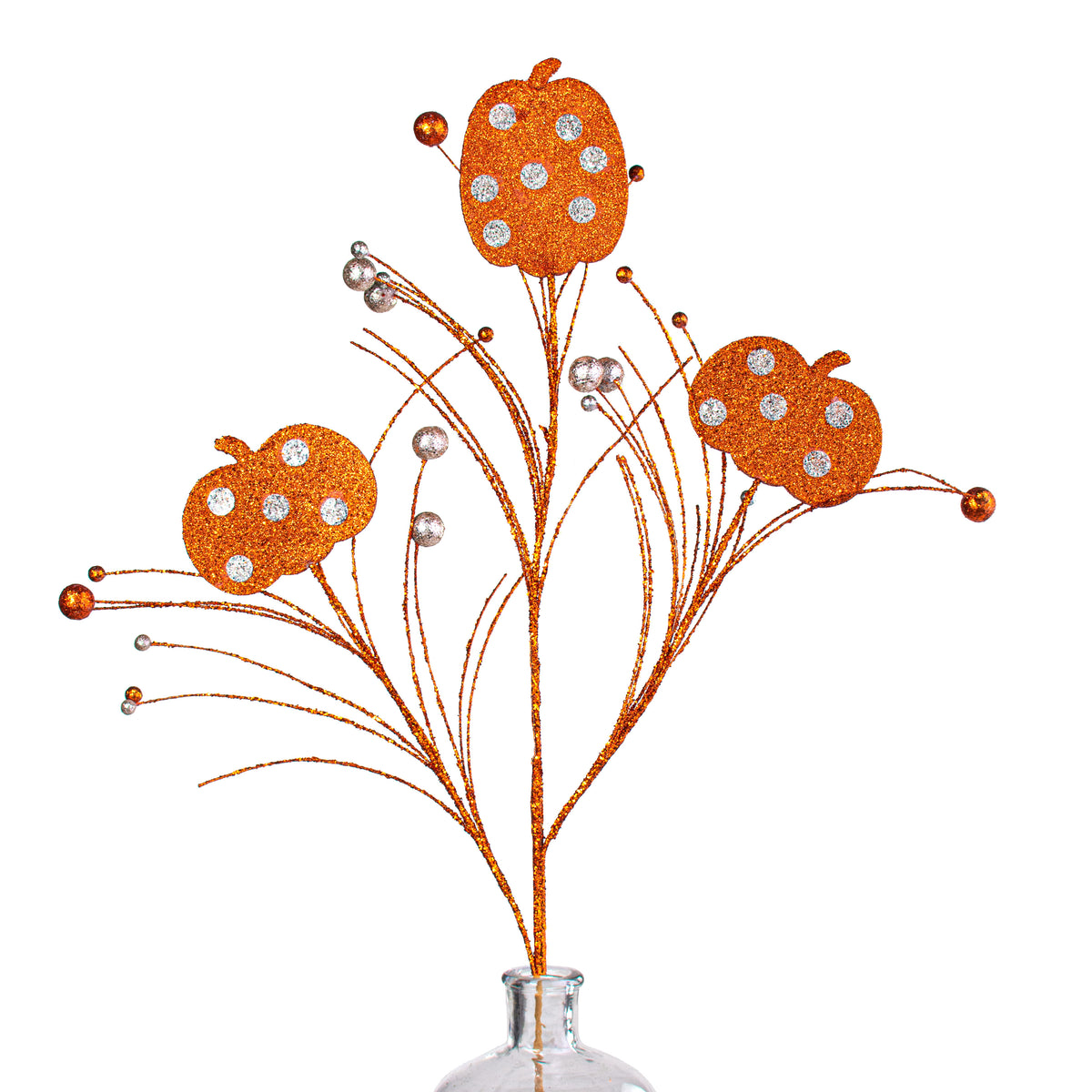 37" Glitter Pumpkin Ball Spray: Orange & Champagne Polka Dot Item Number: HA9021M8