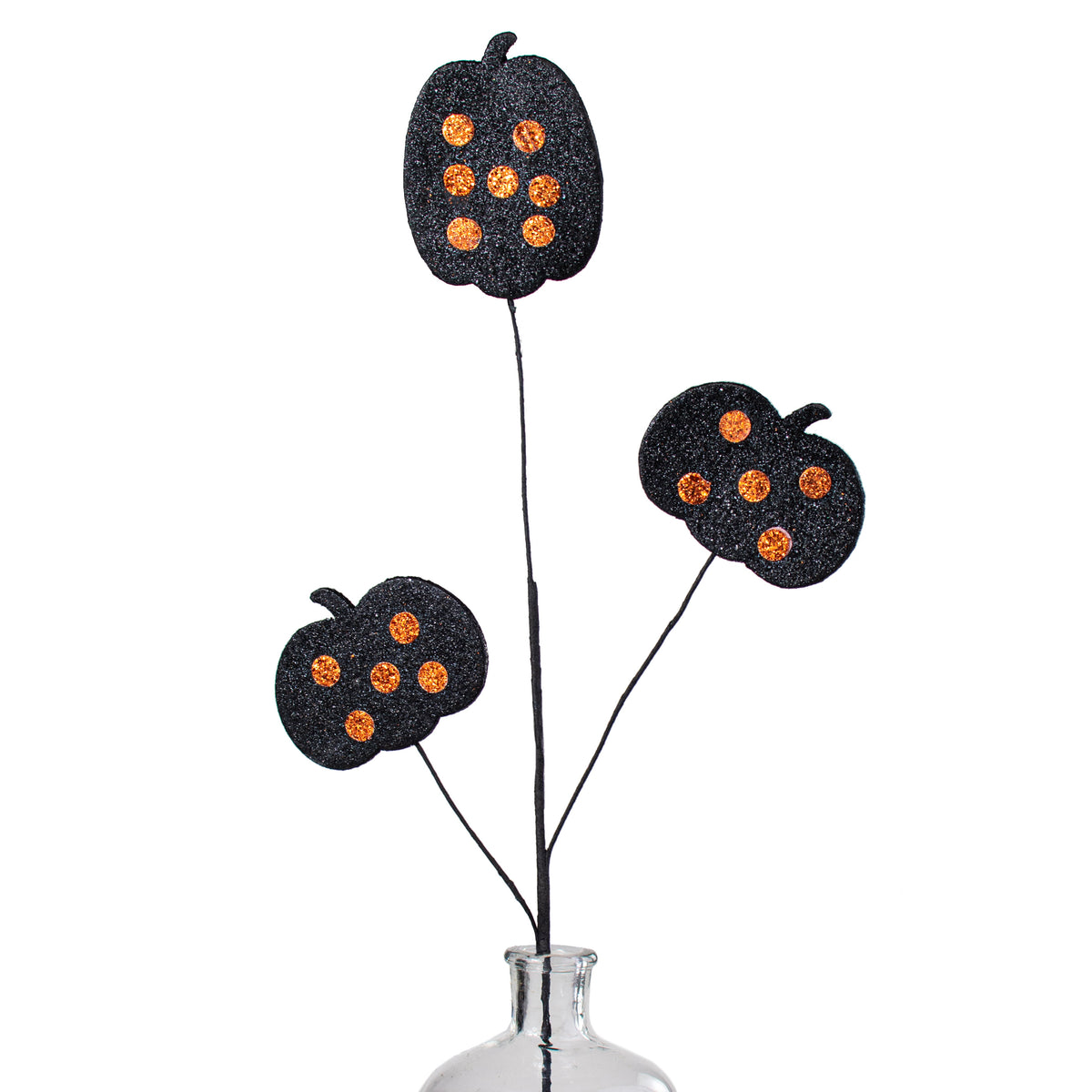 31" Glitter Pumpkin Spray: Black & Orange Polka Dot Item Number: HH1265M8