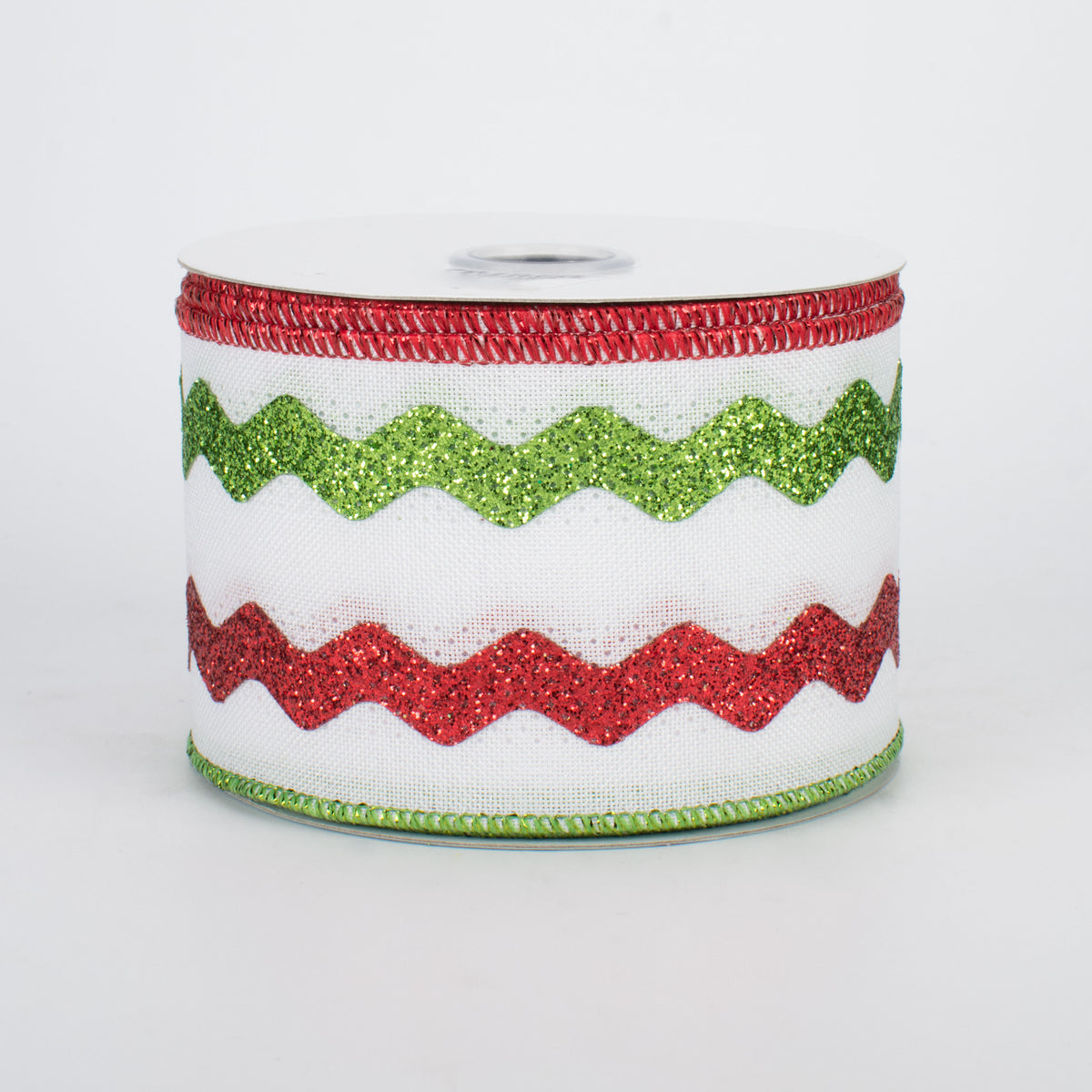 2.5" Glitter Ric Rac Ribbon: White, Red, Lime (10 Yards)