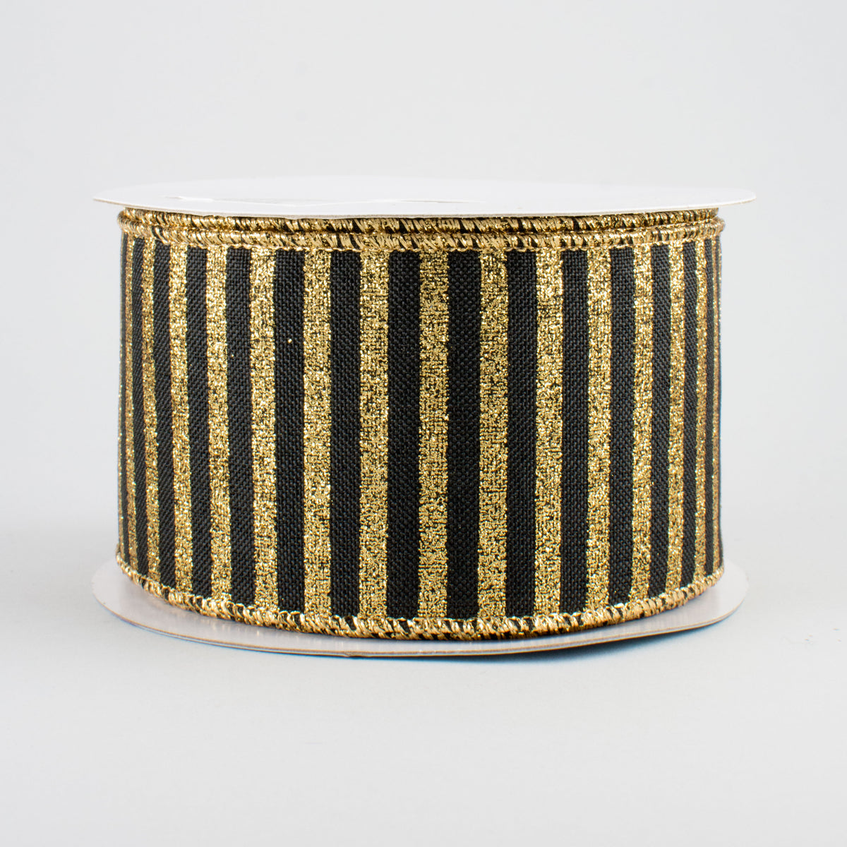 2.5" Glitter Stripe Canvas Ribbon: Black & Gold (10 Yards)