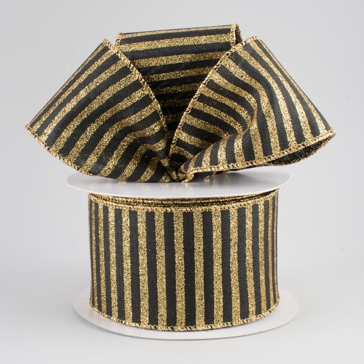 2.5" Glitter Stripe Canvas Ribbon: Black & Gold (10 Yards) Lifestyle Photo
