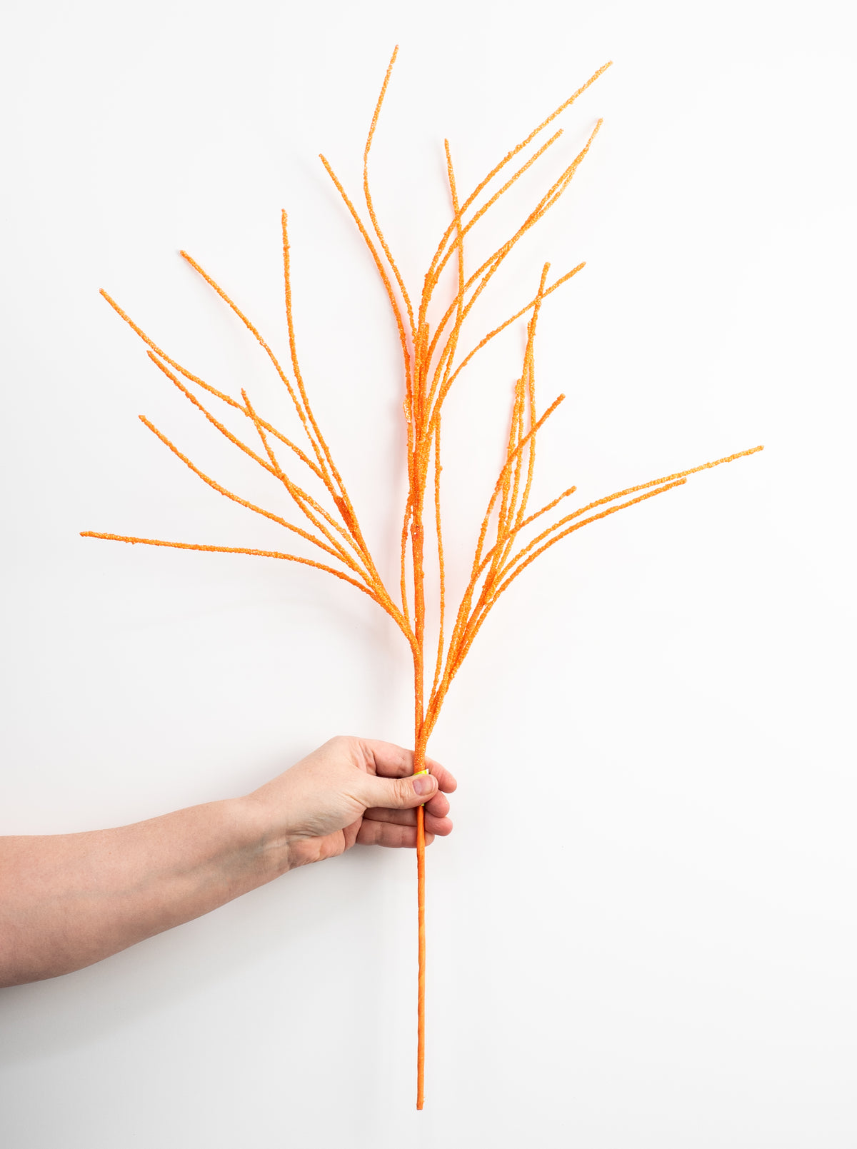 30" Glitter Twig Spray: Orange detail photo 3