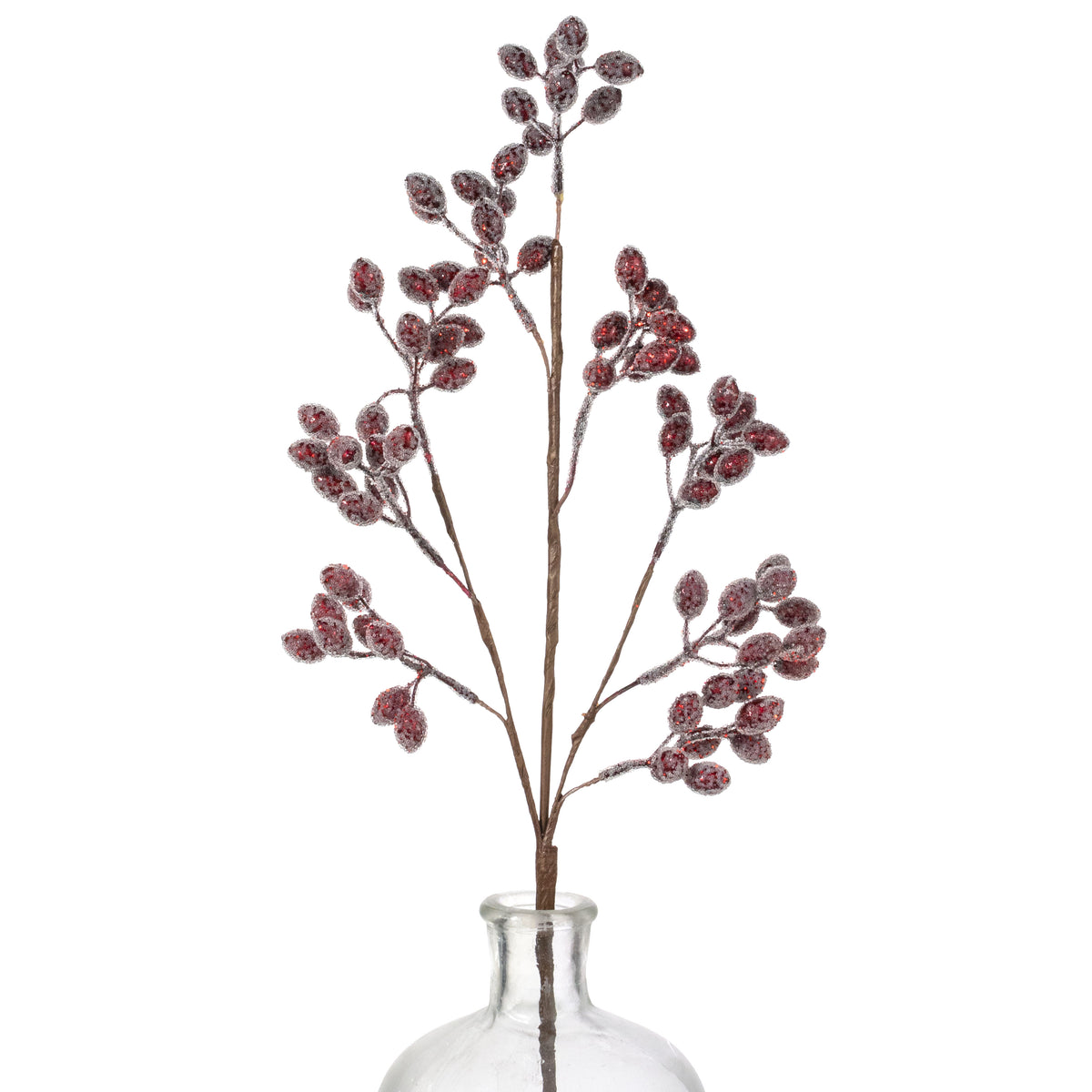 24" Glittered Beaded Berry Stem: Cranberry Red Item Number: 105577