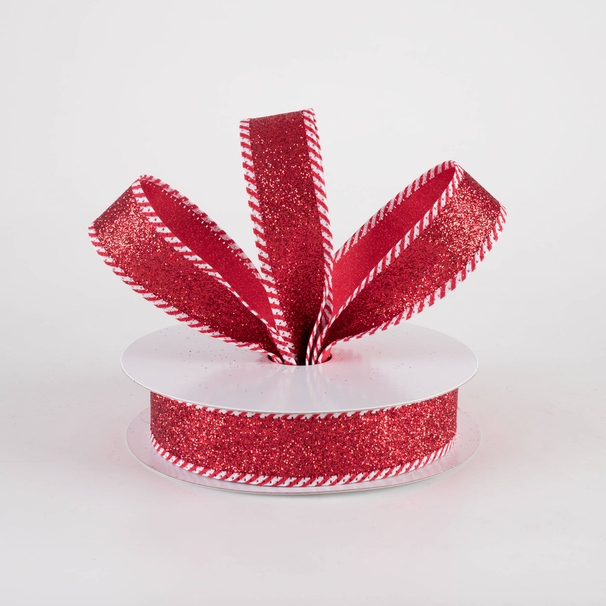 7/8" Glittered Candy Cane Edge Ribbon: Red (10 Yards) Lifestyle Photo