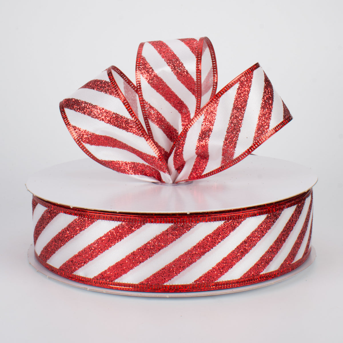 1.5" Glittered Candy Cane Stripes Ribbon (50 Yards) Lifestyle Photo