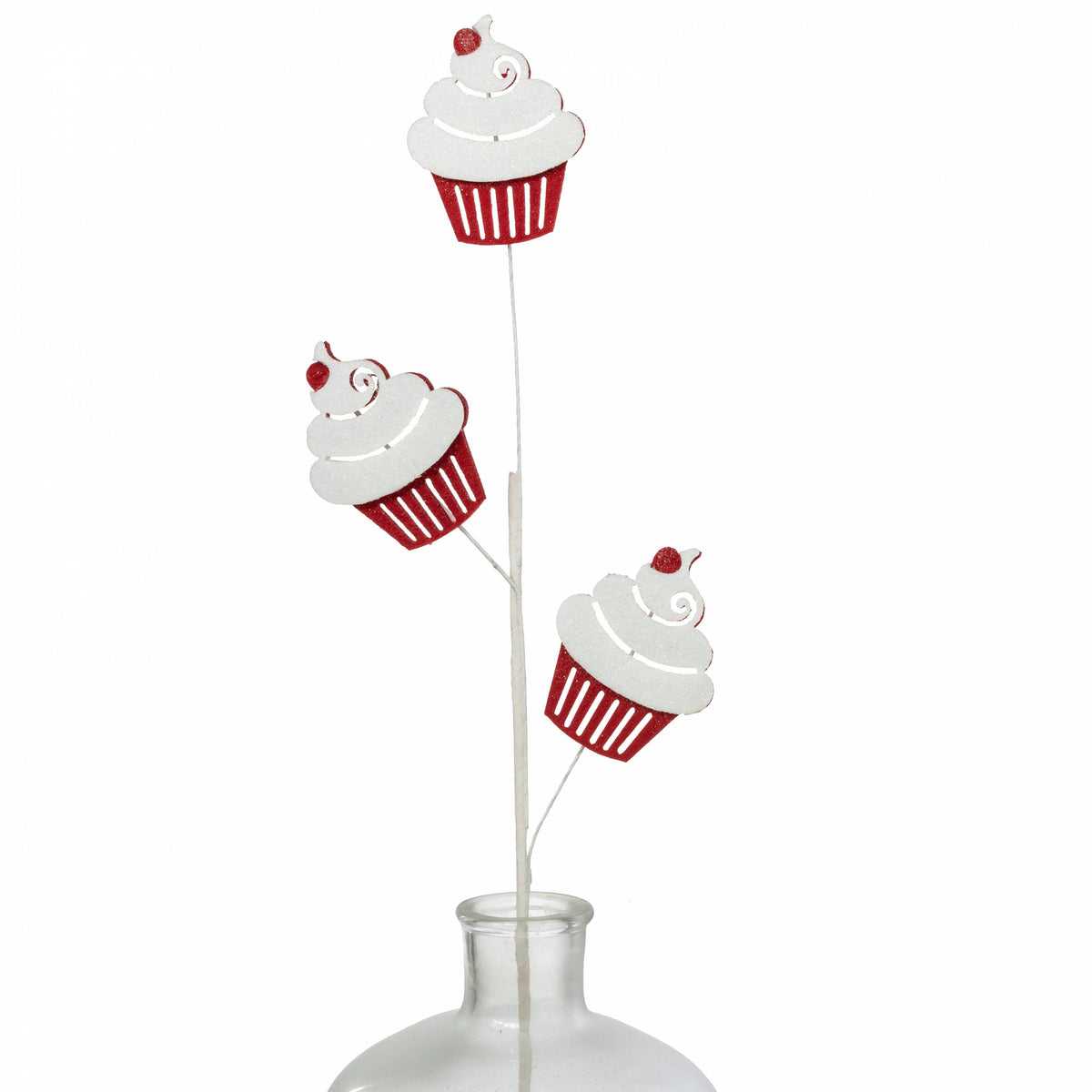 30" Glittered Felt Cupcake Spray: Red & White Item Number: XP018624