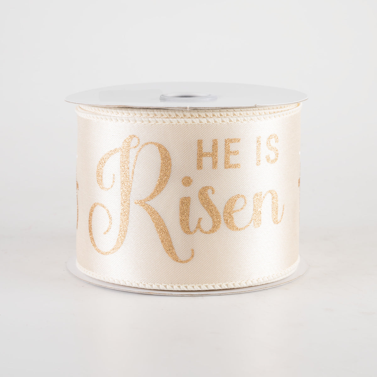2.5" Glittered He is Risen Ribbon: Ivory (10 Yards) Item Number: RGF151830