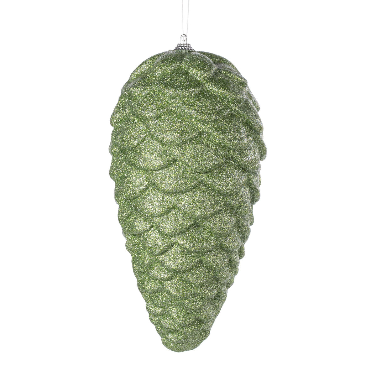 9" Glittered Pinecone Ornament: Sage Green Item Number: 86882SAGE