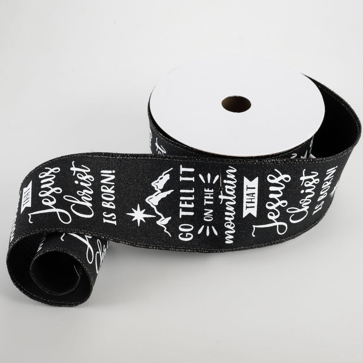 2.5" Go Tell It On the Mountain Ribbon: Black (10 Yards) Lifestyle Photo
