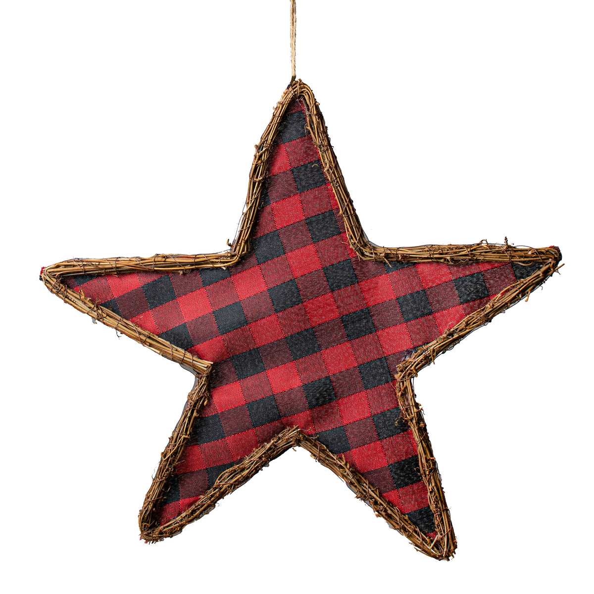 21.5" Grapevine Hanger: Buffalo Plaid Star Item Number: KG302724