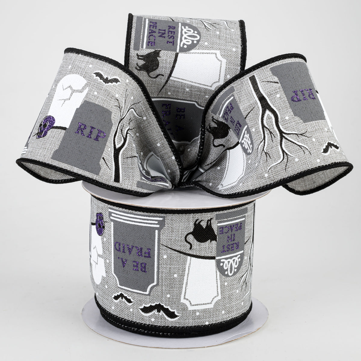 2.5" Graveyard Ribbon: Light Grey (10 Yards) Lifestyle Photo