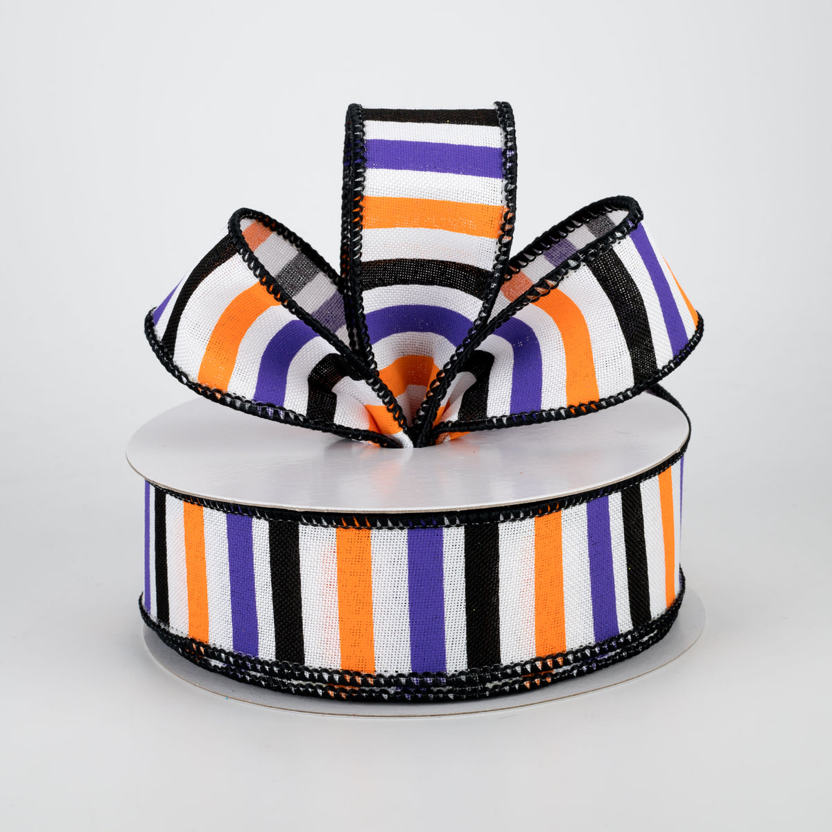 1.5" Halloween Horizontal Stripe Ribbon: White (10 Yards) Lifestyle Photo