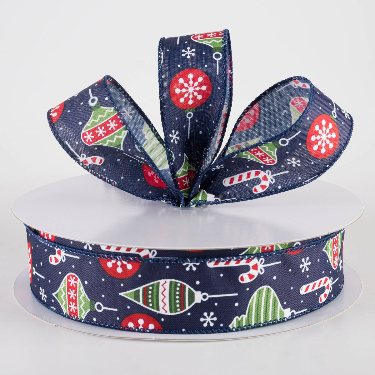 1.5" Hanging Christmas Ornaments Ribbon: Navy (50 Yards) Lifestyle Photo