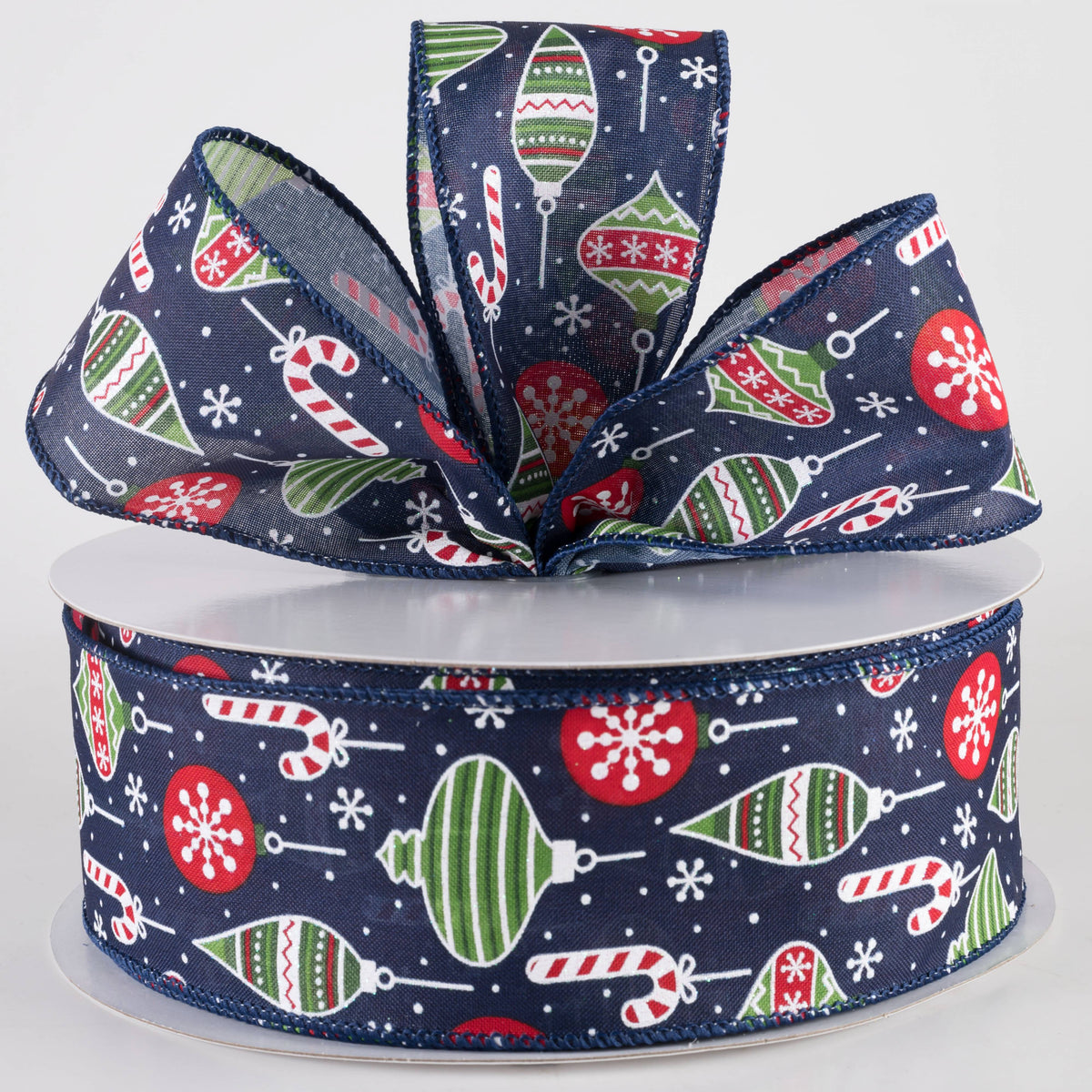 2.5" Hanging Christmas Ornaments Ribbon: Navy (50 Yards) Lifestyle Photo