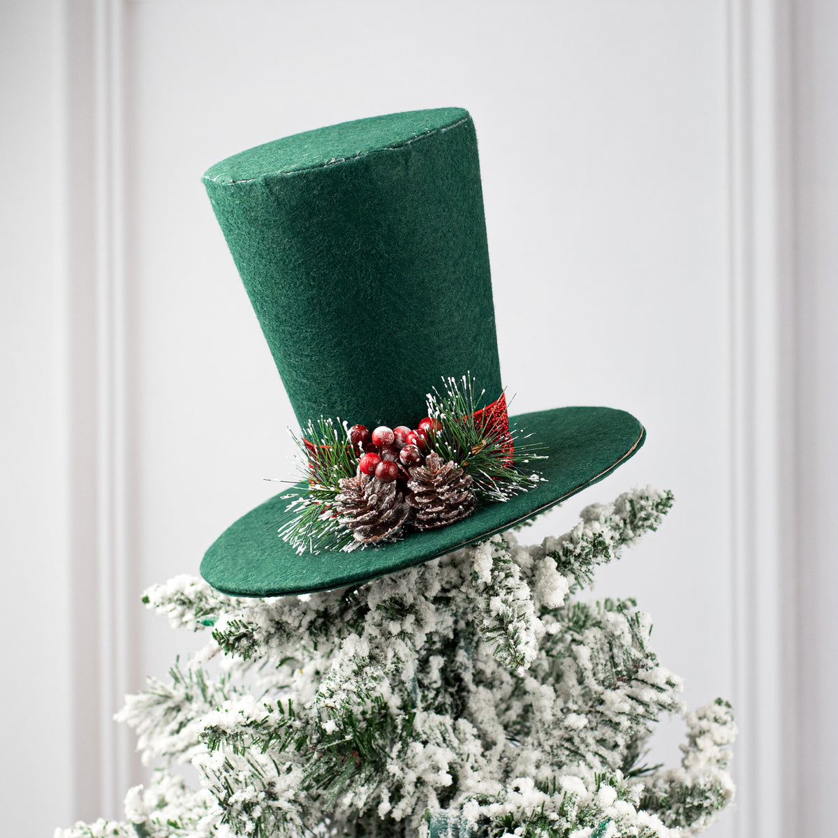9" Hat With Trim Christmas Tree Topper: Green Lifestyle Photo