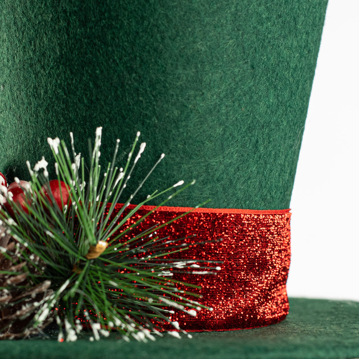 9" Hat With Trim Christmas Tree Topper: Green detail photo 3