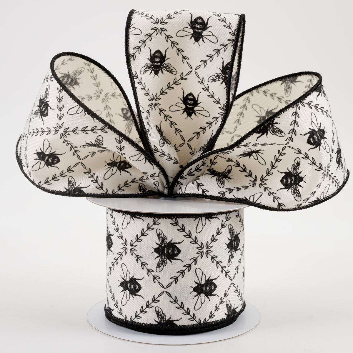 2.5" Honey Bee Trellis Ribbon: Ivory (10 Yards) Lifestyle Photo