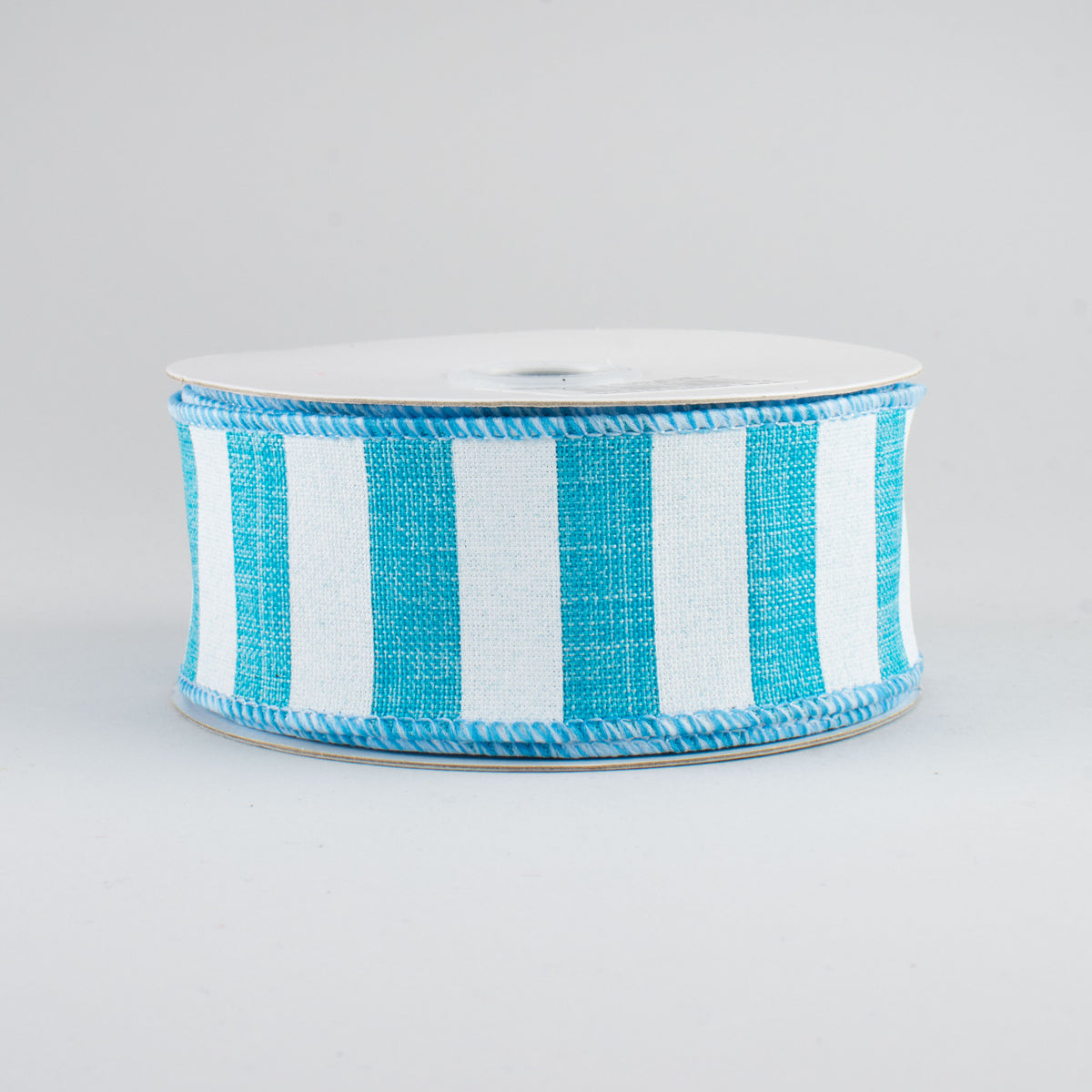 1.5" Horizontal Stripe Ribbon: Turquoise & White (10 Yards)