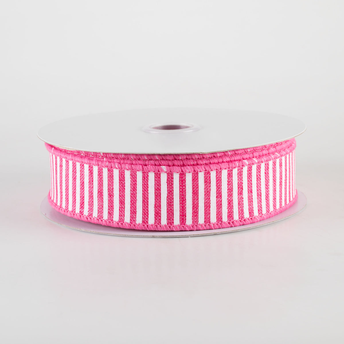 7/8" Horizontal Thin Stripes Ribbon: Hot Pink & White (10 Yards)