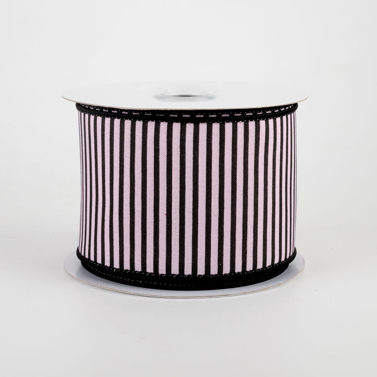 2.5" Horizontal Thin Stripes Ribbon: Light Pink & Black (10 Yards)