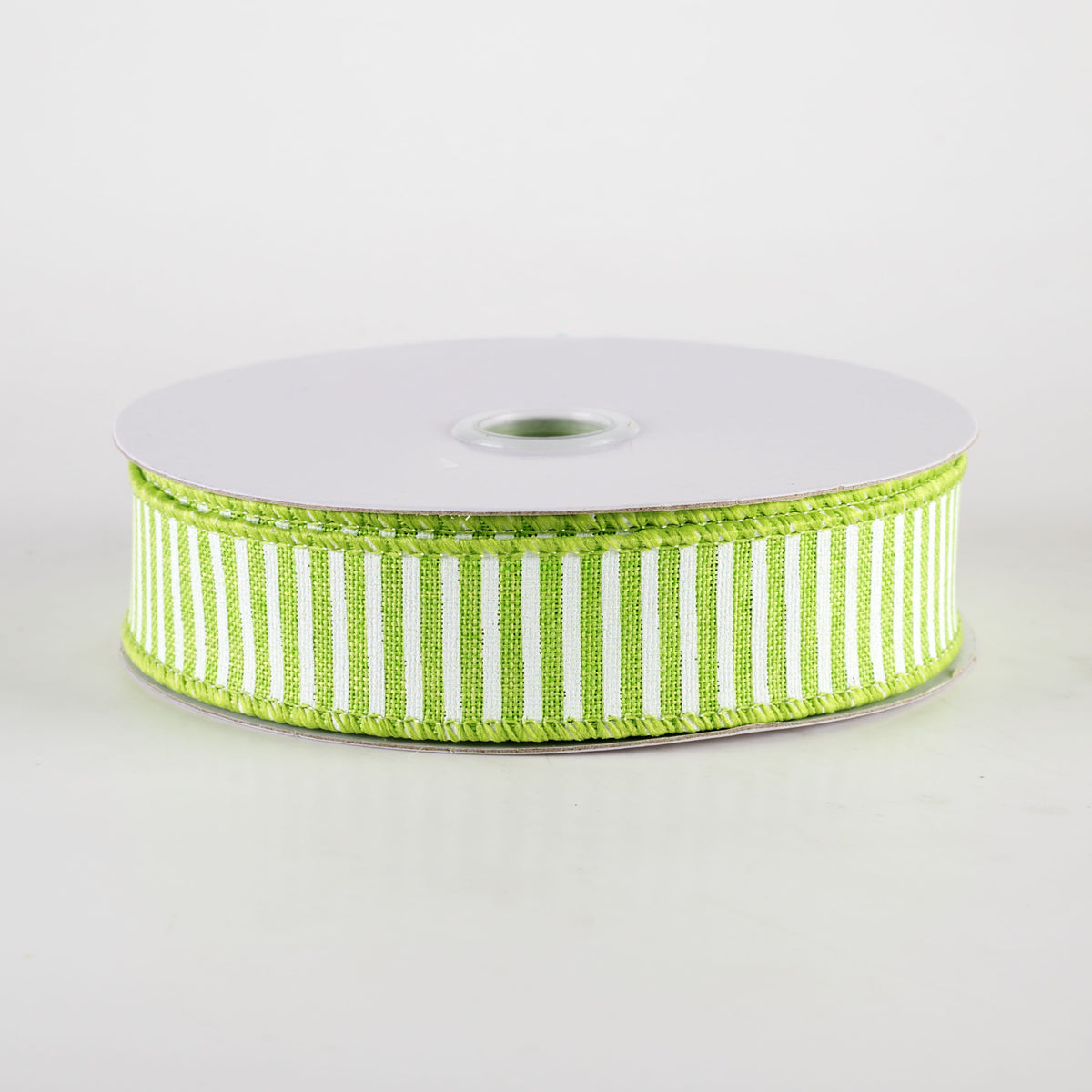 7/8" Horizontal Thin Stripes Ribbon: Lime Green & White (10 Yards)