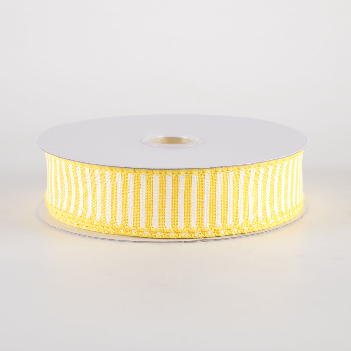 7/8" Horizontal Thin Stripes Ribbon: Yellow & White (10 Yards)