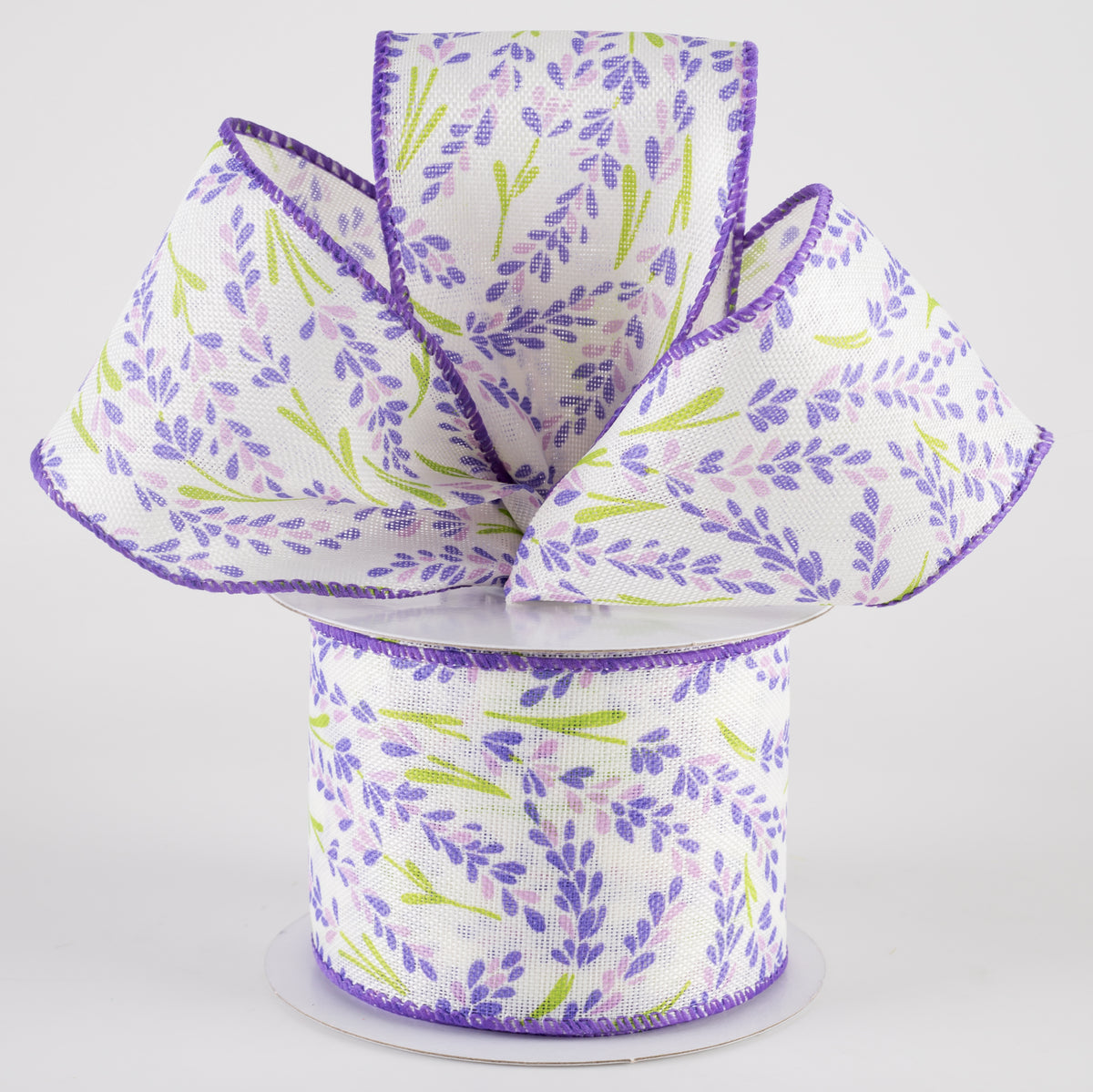 2.5" Hyacinth Linen Ribbon: Ivory, Lavender, Purple (10 Yards) Lifestyle Photo