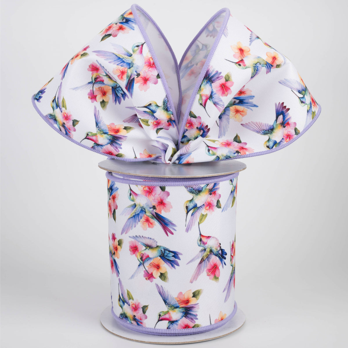 4" Brilliance Digital Print Hummingbirds & Flowers Ribbon (10 Yards)