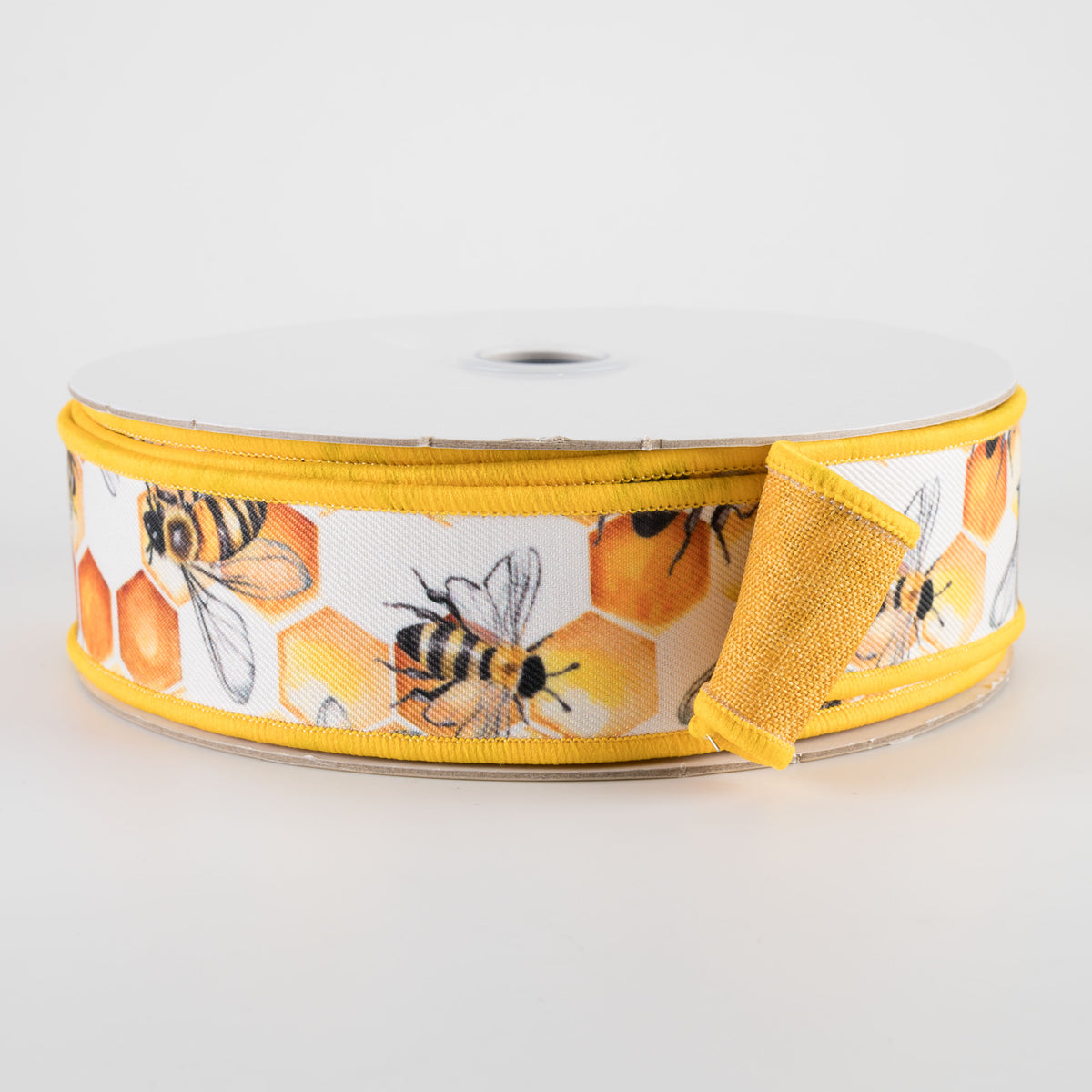 1.5" Double Sided Fused Honeycomb Bees Ribbon (10 Yards)