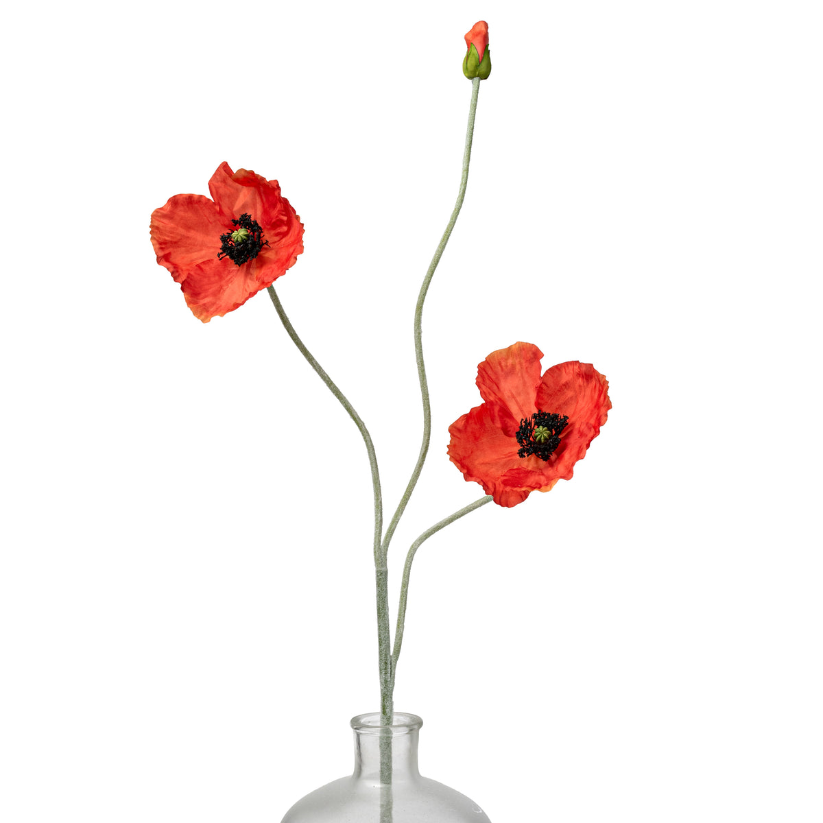 29" Poppy Flower Spray: Orange