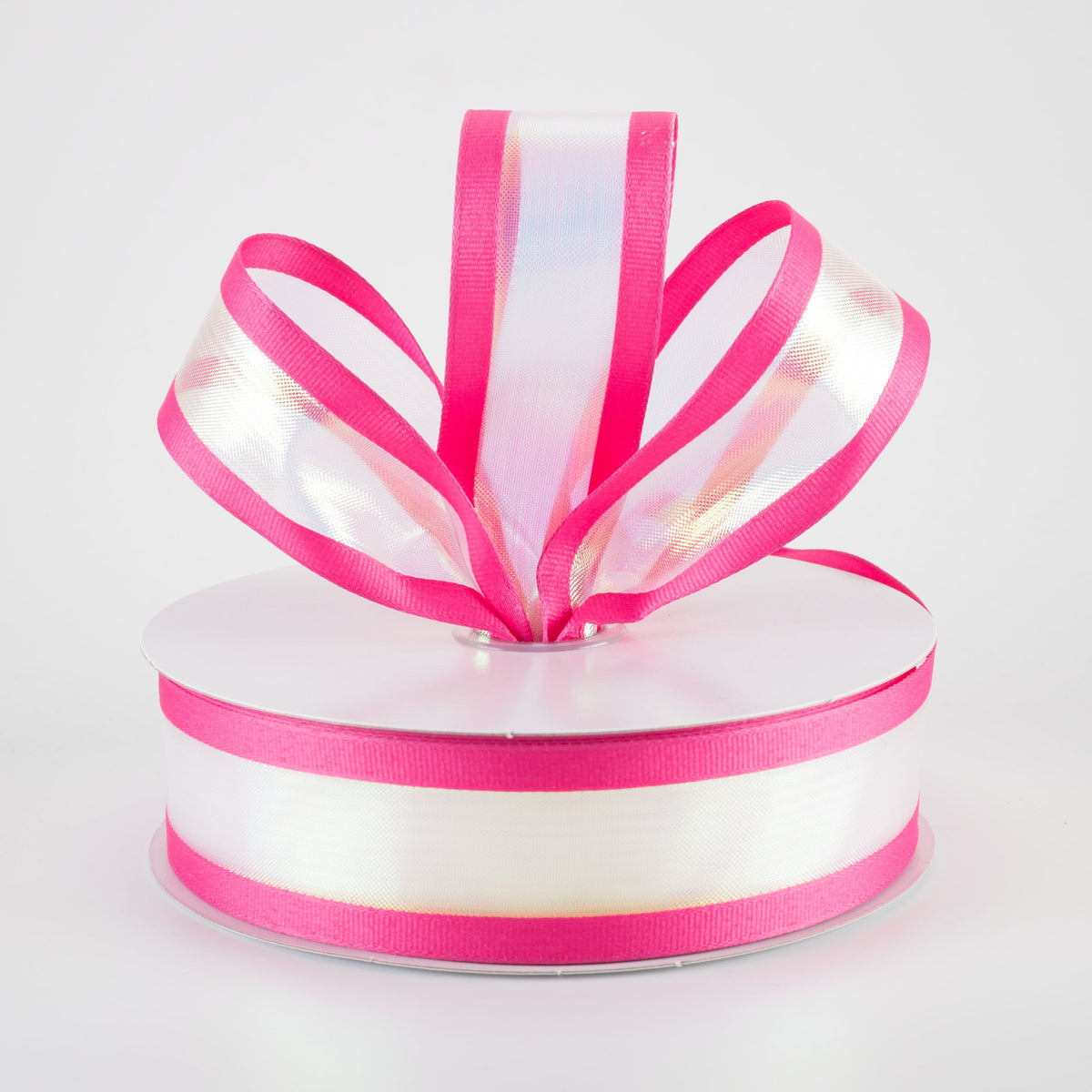 1.5" Super Iridescent Sheer with Grosgrain Edge Ribbon: Fuchsia Pink (50 Yards)