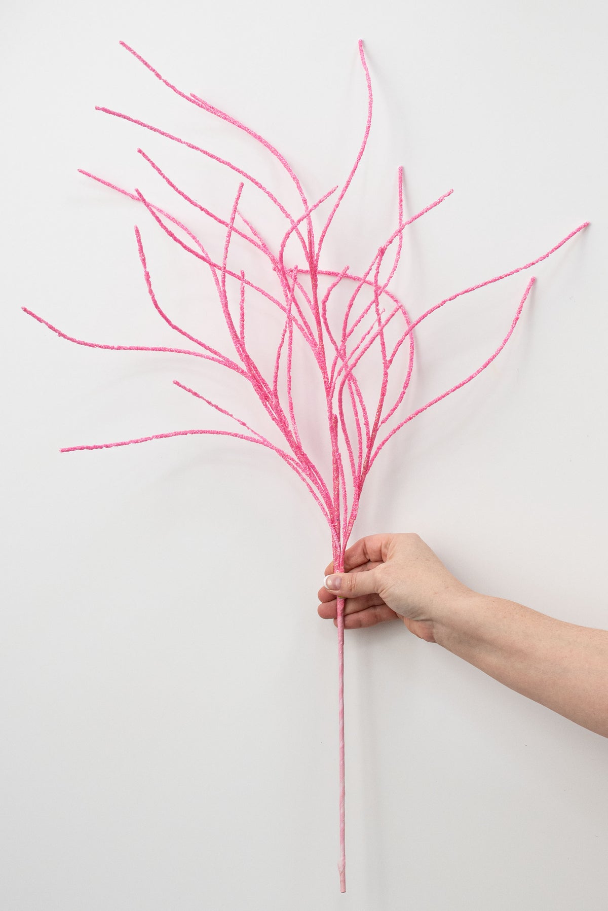 30" Glitter Twig Spray: Iridescent Pink