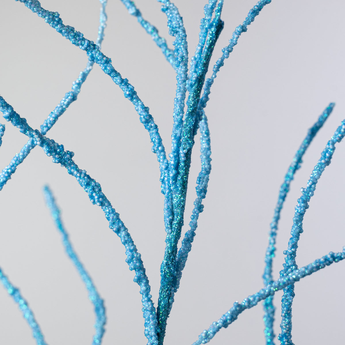 30" Glitter Twig Spray: Iridescent Blue