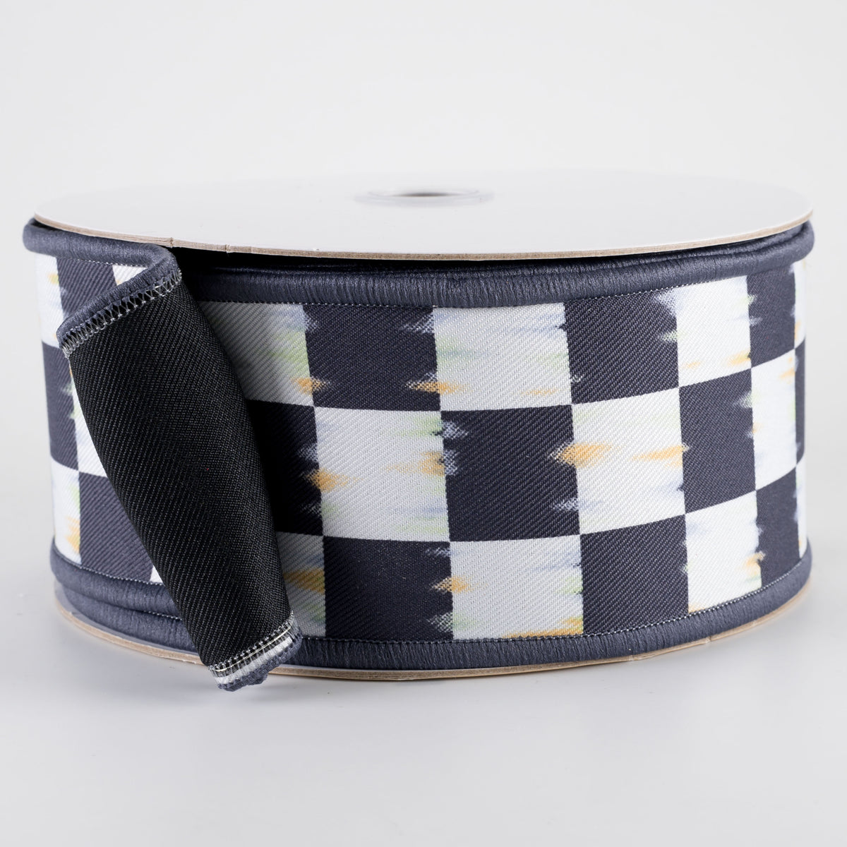 2.5" Double Sided Fused Bold Antique Checkerboard Ribbon (10 Yards)
