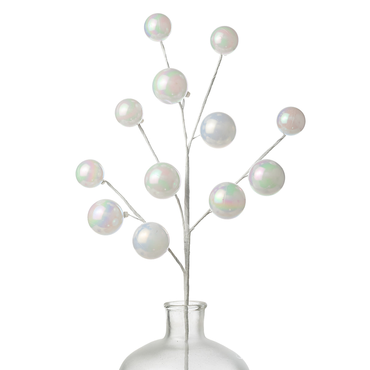 28" Iridescent White Pearl Ornament Spray