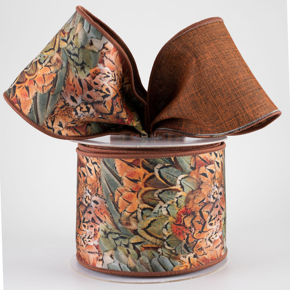 4" Double Sided Fused Pheasant Feathers Ribbon (10 Yards)