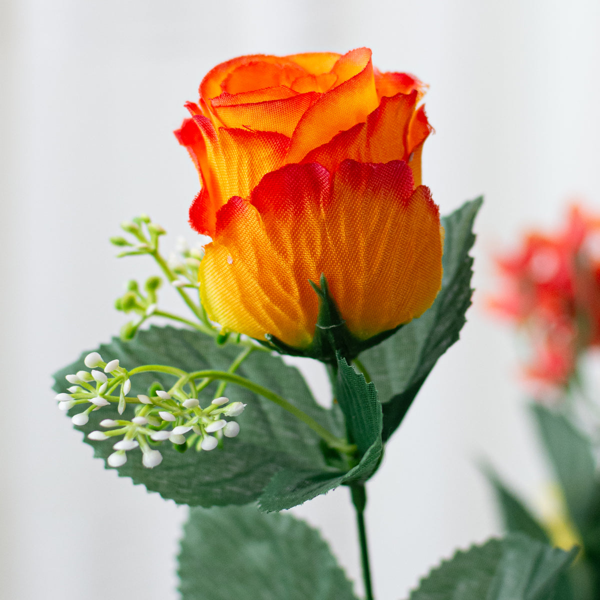 17" Roses & Star Flower Bush: Orange & Yellow (12 Stem)