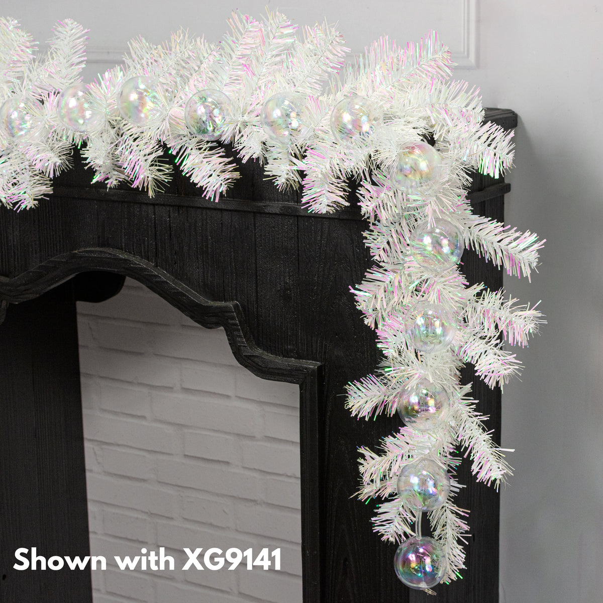 6' Pine Tinsel Garland: Iridescent White
