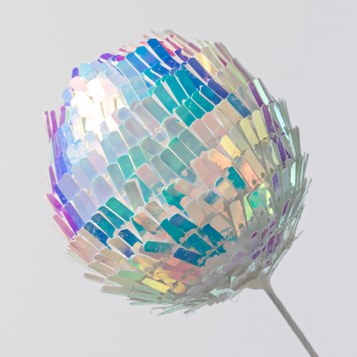 27" Sequin Balls Spray: Iridescent White