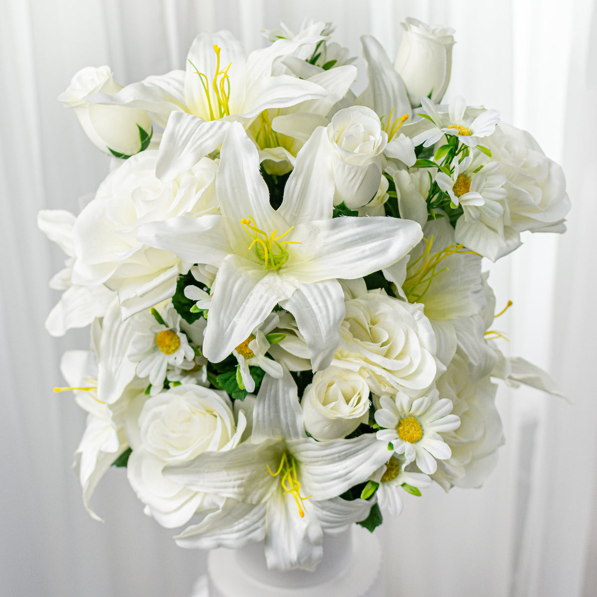 28" Lily, Rose & Daisy Mixed Bush: Cream (36 Stem)
